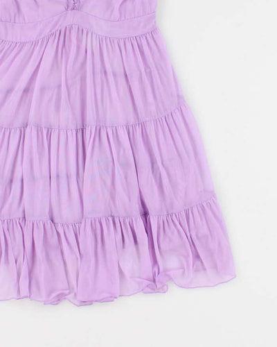 Y2k 00s La Vie En Rose Purple Mesh Slip - S