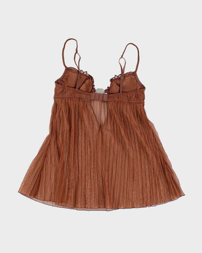 Y2k 00s La Senza Brown Mesh Lingerie Cami - S