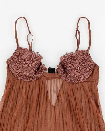 Y2k 00s La Senza Brown Mesh Lingerie Cami - S