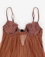 Y2k 00s La Senza Brown Mesh Lingerie Cami - S