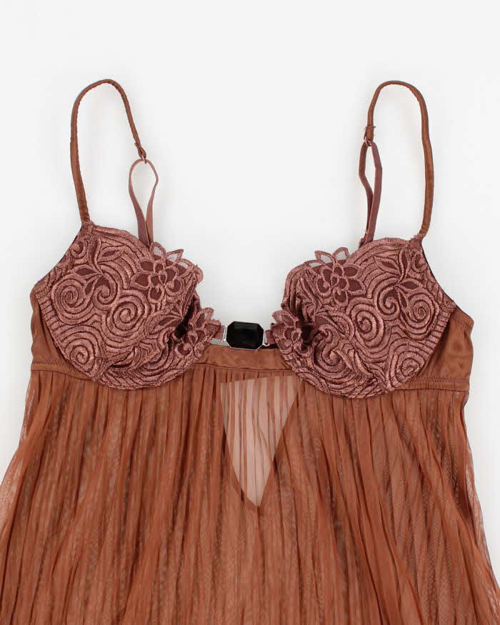 Y2k 00s La Senza Brown Mesh Lingerie Cami - S