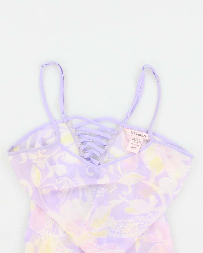 Y2k 00s La Vie En Rose Mesh Lace Up Cami - S