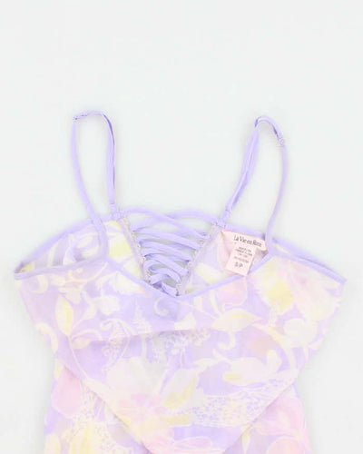 Y2k 00s La Vie En Rose Mesh Lace Up Cami - S