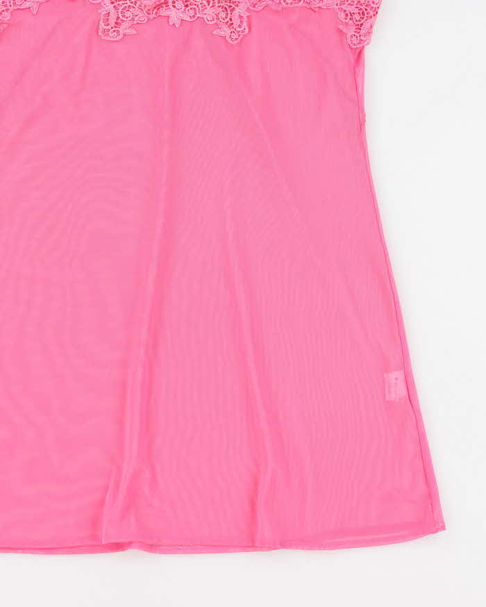 Y2k 00s Pink Mesh Slip Dress - XL