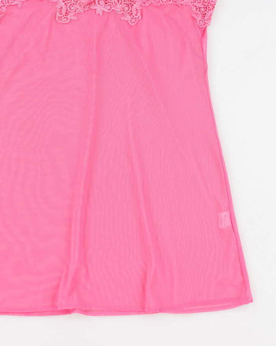 Y2k 00s Pink Mesh Slip Dress - XL