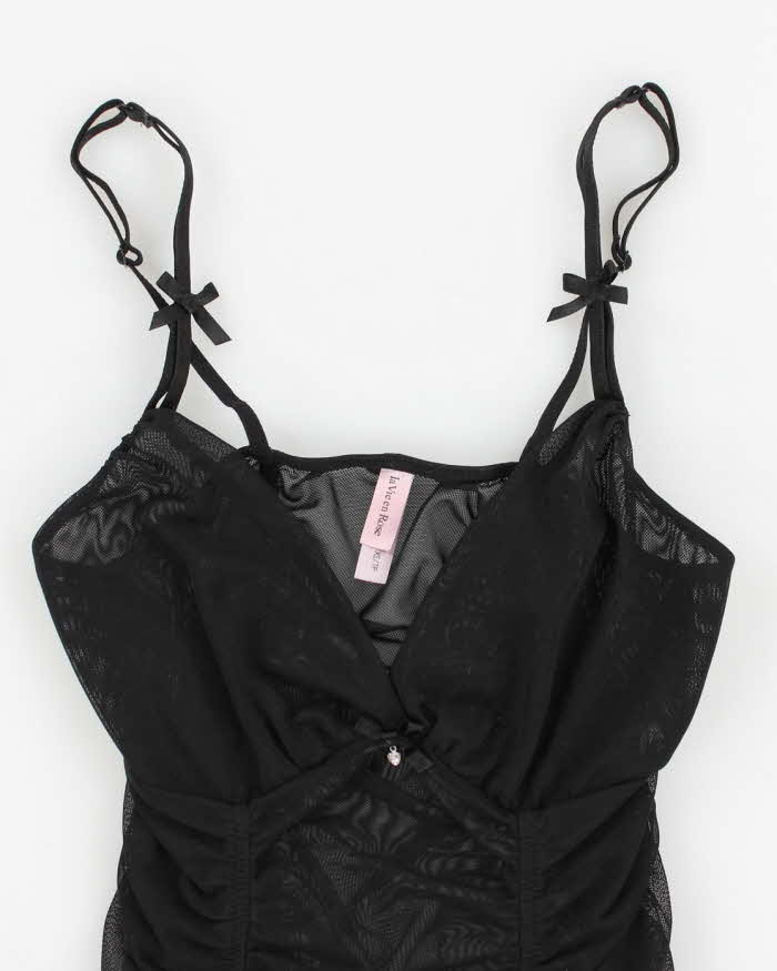 Y2k 00s La Vie En Rose Mesh Ruched Cami Top - XS
