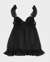 Y2k 00s Black Mesh Lingerie Dress - M