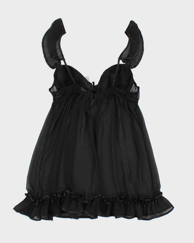 Y2k 00s Black Mesh Lingerie Dress - M