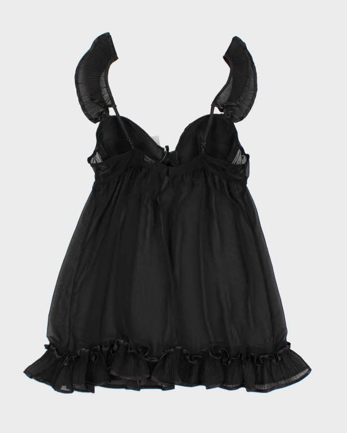 Y2k 00s Black Mesh Lingerie Dress - M