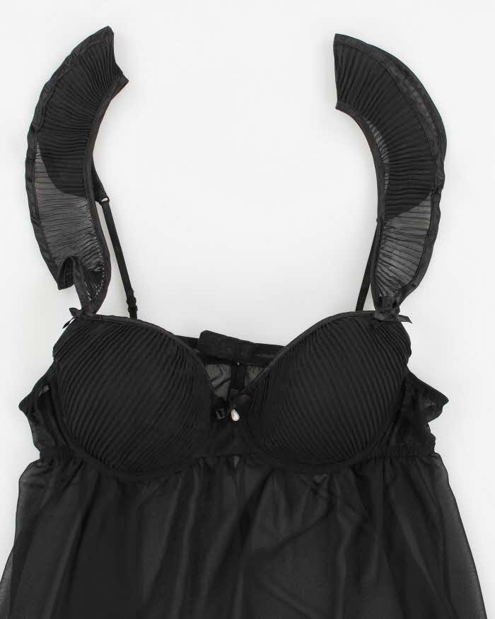 Y2k 00s Black Mesh Lingerie Dress - M