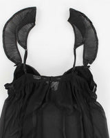 Y2k 00s Black Mesh Lingerie Dress - M