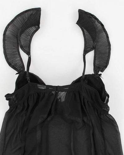 Y2k 00s Black Mesh Lingerie Dress - M