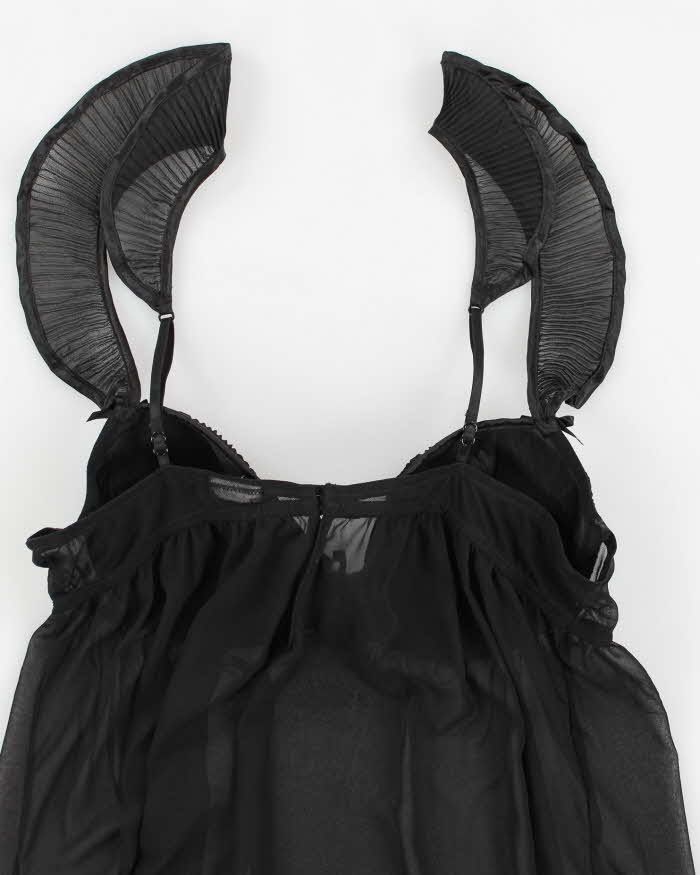 Y2k 00s Black Mesh Lingerie Dress - M