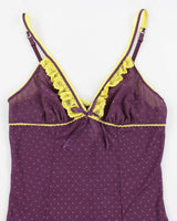 Y2k 00s La Vie En Rose Purple Mesh Lingerie Slip - M