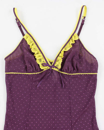 Y2k 00s La Vie En Rose Purple Mesh Lingerie Slip - M