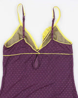 Y2k 00s La Vie En Rose Purple Mesh Lingerie Slip - M