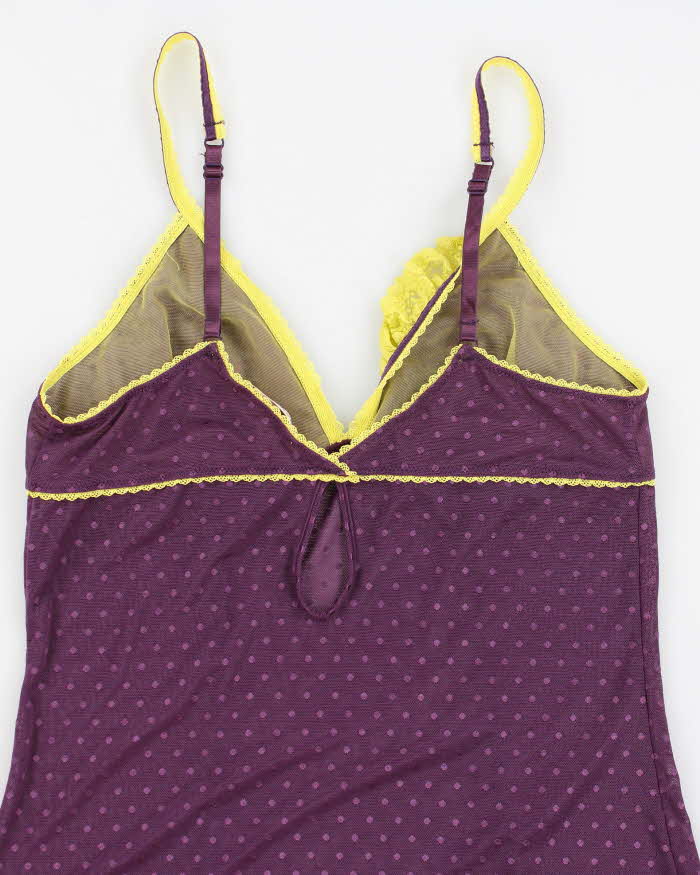 Y2k 00s La Vie En Rose Purple Mesh Lingerie Slip - M