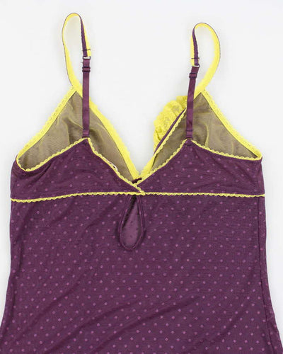 Y2k 00s La Vie En Rose Purple Mesh Lingerie Slip - M