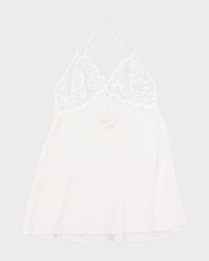 Vintage 90s La Vie En Rose White Mesh Lace Slip Dress - L