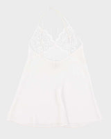 Vintage 90s La Vie En Rose White Mesh Lace Slip Dress - L