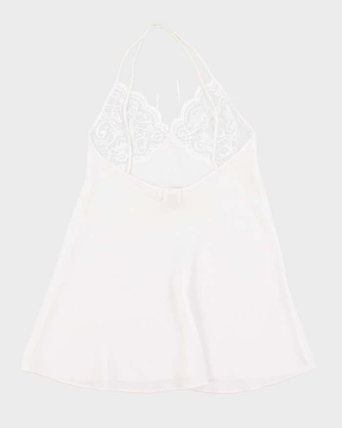 Vintage 90s La Vie En Rose White Mesh Lace Slip Dress - L