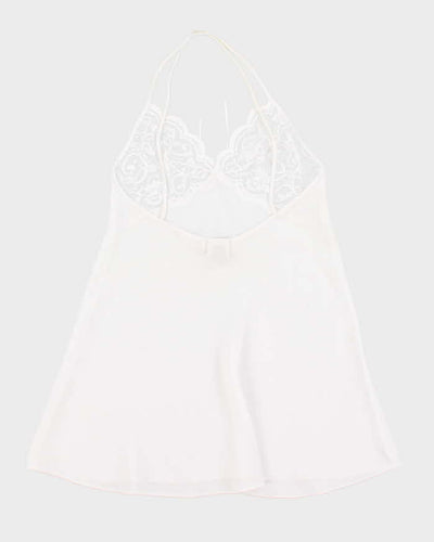 Vintage 90s La Vie En Rose White Mesh Lace Slip Dress - L