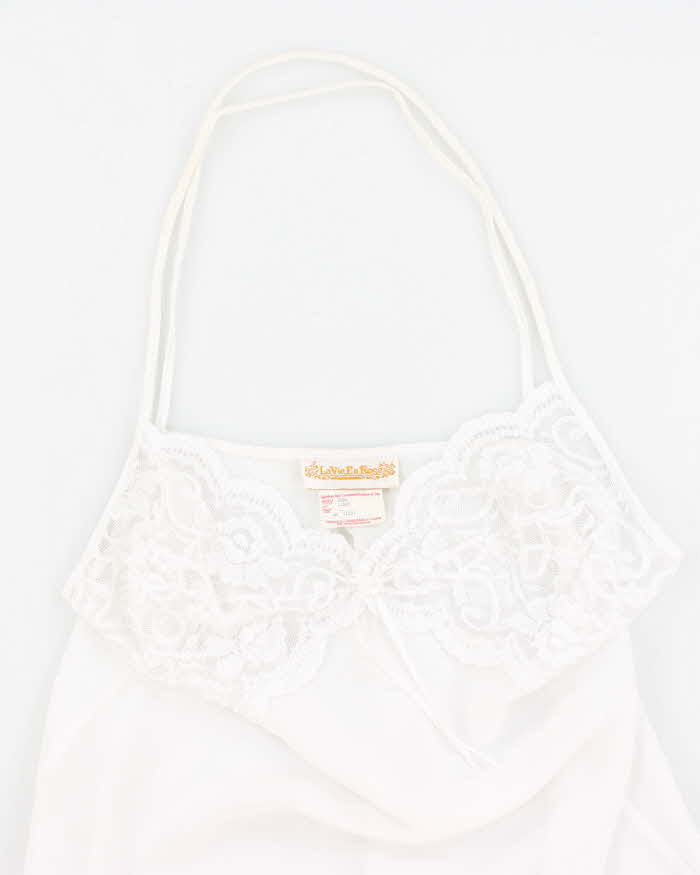 Vintage 90s La Vie En Rose White Mesh Lace Slip Dress - L