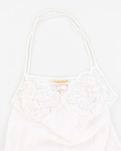 Vintage 90s La Vie En Rose White Mesh Lace Slip Dress - L