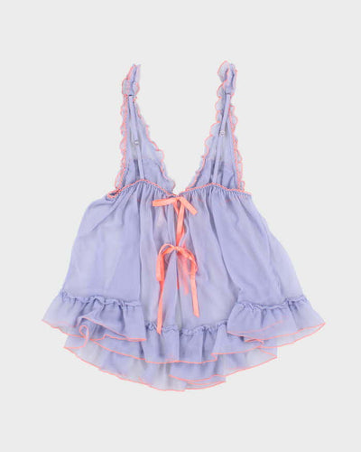 Y2k 00s Victoria's Secret Blue Mesh Lingerie Cami - M