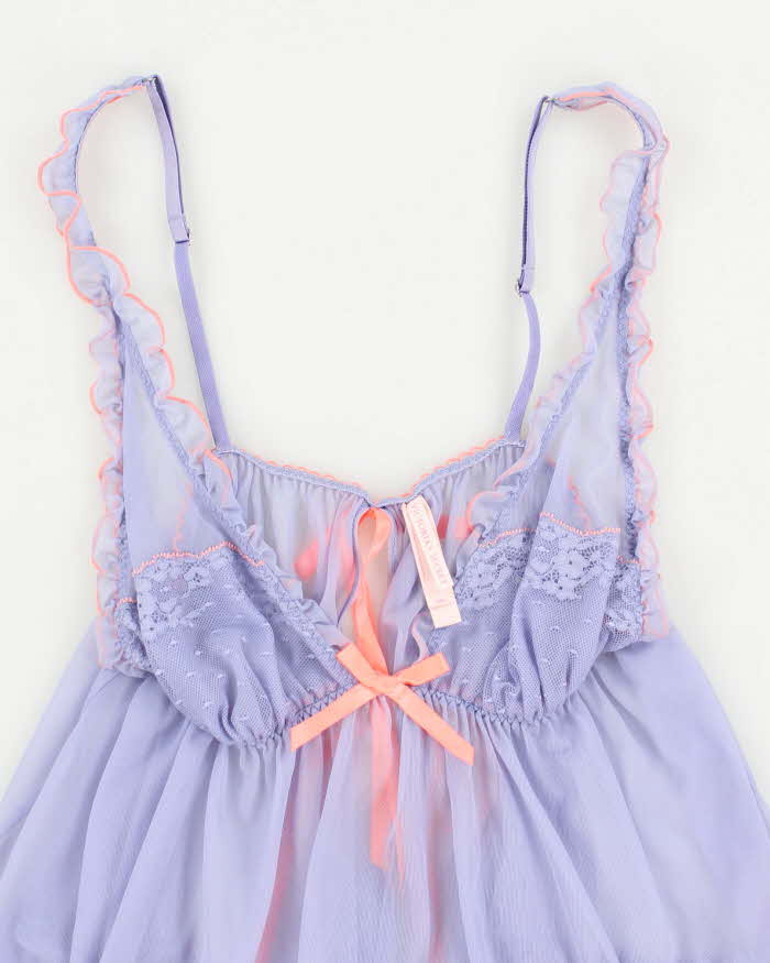 Y2k 00s Victoria's Secret Blue Mesh Lingerie Cami - M