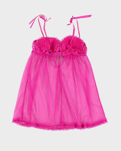 Y2k 00s La Senza Pink Mesh Lingerie Cami Top - M