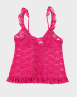 Vintage 90s In Bloom Pink Lace Cami Top - S