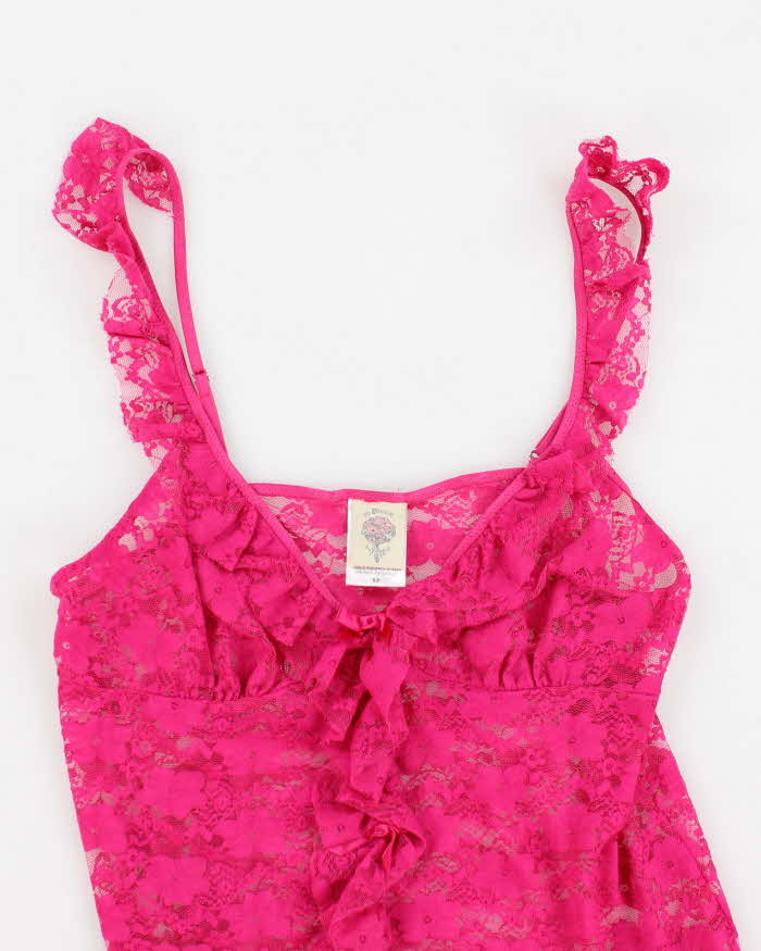 Vintage 90s In Bloom Pink Lace Cami Top - S