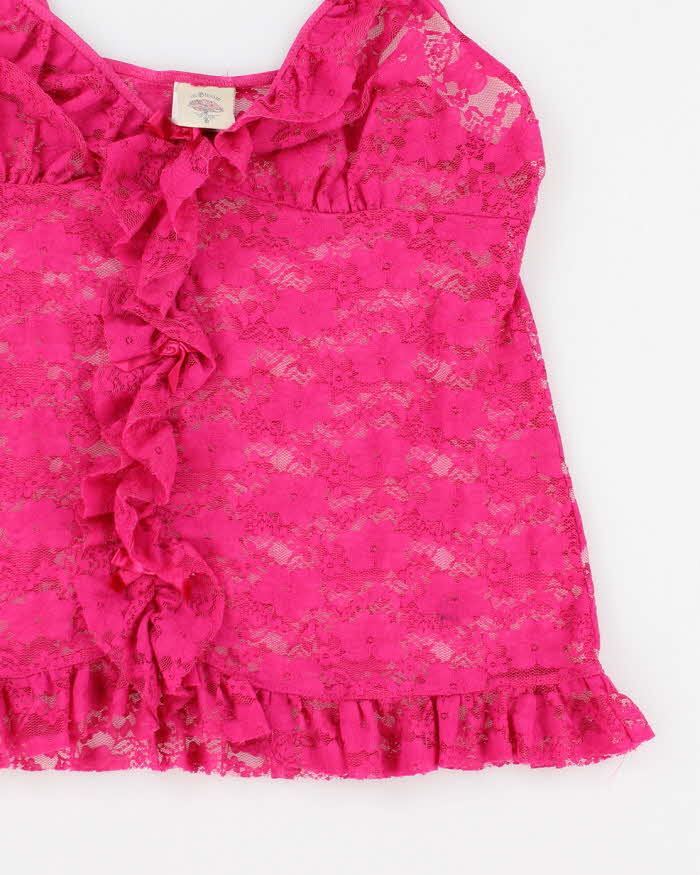 Vintage 90s In Bloom Pink Lace Cami Top - S