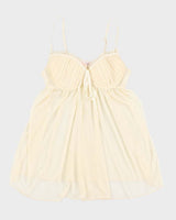 Y2k 00s La Vie En Rose Yellow Mesh Lingerie  Top - M