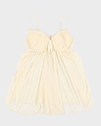Y2k 00s La Vie En Rose Yellow Mesh Lingerie  Top - M