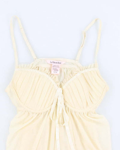Y2k 00s La Vie En Rose Yellow Mesh Lingerie  Top - M