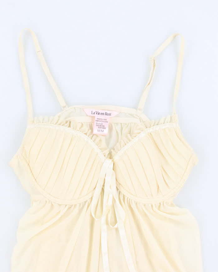 Y2k 00s La Vie En Rose Yellow Mesh Lingerie  Top - M