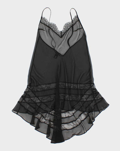 Y2k 00s Victoria's Secret Black Mesh Slip Dress - XS