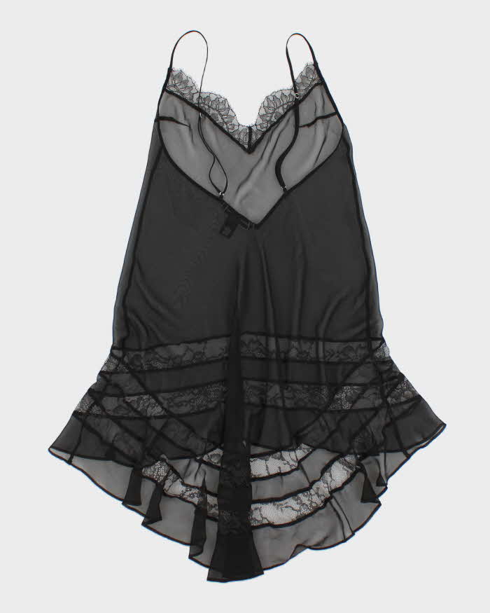 Y2k 00s Victoria's Secret Black Mesh Slip Dress - XS