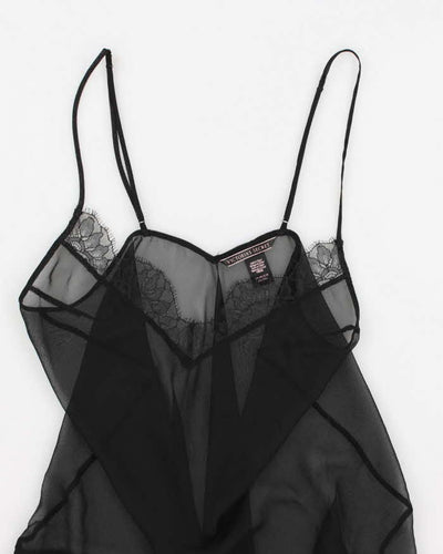 Y2k 00s Victoria's Secret Black Mesh Slip Dress - XS