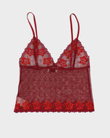 Y2k 00s Nai Lingerie Red Lace Embroidered Cami - S