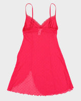 Y2k 00s Arianne Pink Mesh Slip - S