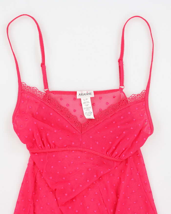 Y2k 00s Arianne Pink Mesh Slip - S