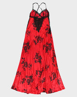 Y2k 00s La Vie En Rose Red Maxi Slip Dress - S