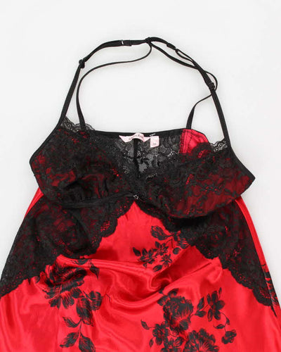 Y2k 00s La Vie En Rose Red Maxi Slip Dress - S