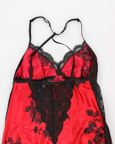 Y2k 00s La Vie En Rose Red Maxi Slip Dress - S