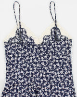 Y2k 00s Blue Mesh Floral Slip Dress - S