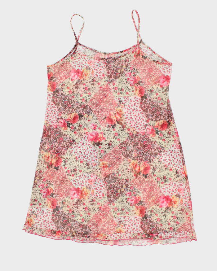 Y2k 00s Mesh Floral Lingerie Slip Dress - L