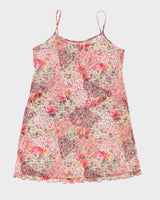Y2k 00s Mesh Floral Lingerie Slip Dress - L